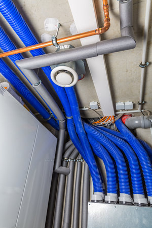 Modern air ventilation system in passive house for energy efficiencyの写真素材