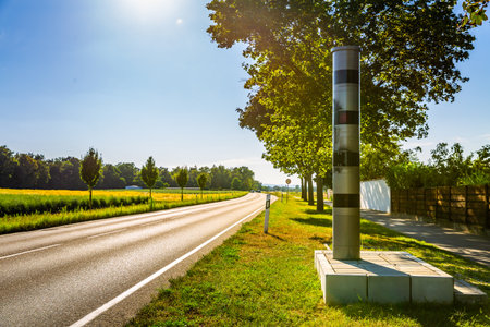 An automatic radar control with speed limit camera and flashの写真素材