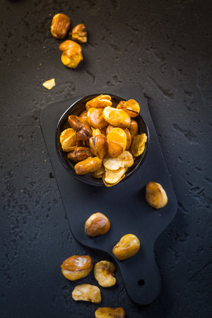 Healthy snack - crispy roasted white beans with low calorieの写真素材