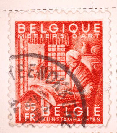 Vintage Belgian Postage Stampの写真素材