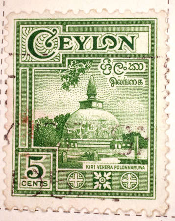 Vintage Ceylon (now Sri Lanka) Postage Stampの写真素材