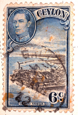 Vintage Ceylon (now Sri Lanka) Postage Stampの写真素材