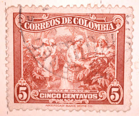 Vintage Colombian Postage Stampの写真素材
