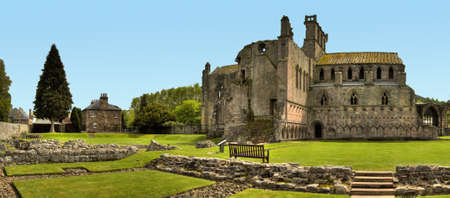 Melrose Abbey, Scotland in Summer 2010 - wide angle image の写真素材