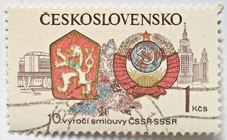 Vintage Czech Postage Stampのeditorial素材