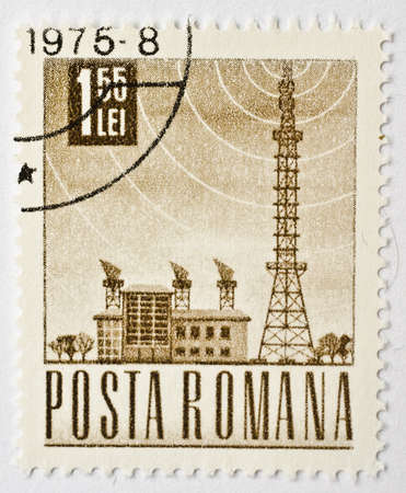 Vintage Romanian Postage Stampのeditorial素材