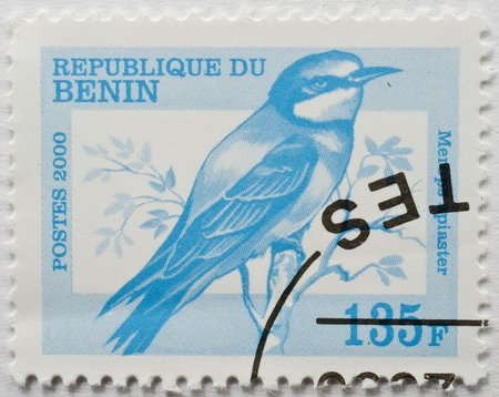 BENIN - CIRCA 2000  a stamp from Benin shows image of a European bee eater  Merops apiaster , circa...