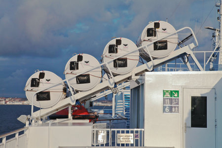 Liferaft on a ship from scandlineの写真素材