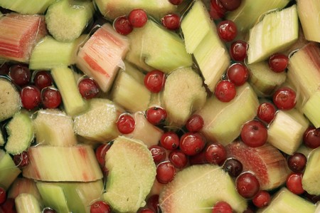 Compote from a rhubarb and a cranberryの写真素材