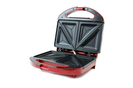 Red toaster isolated on whiteの写真素材