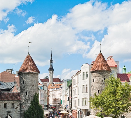 Tallinn. Towers in a fortification. Street Viruの写真素材