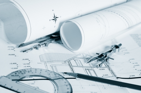 Blueprints - professional architectural drawingsの写真素材
