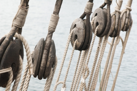 Rigging of an ancient sailing vesselの写真素材