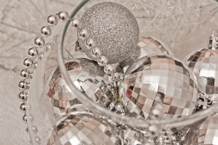 Silvery beads and spheresの写真素材