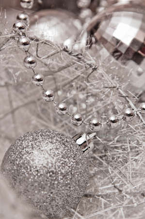 Silvery beads and spheresの写真素材