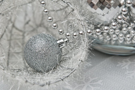 Silvery beads and spheresの写真素材