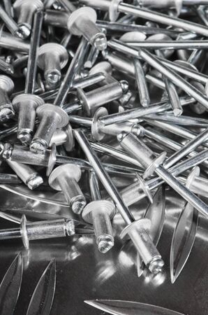 Aluminium assembly rivets, close upの写真素材
