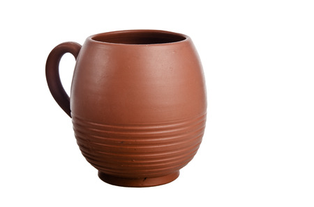 Clay jug, it is isolated on whiteの写真素材