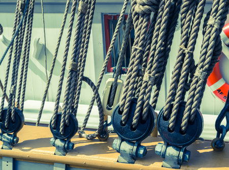 Blocks and tackles of a sailing vessel
