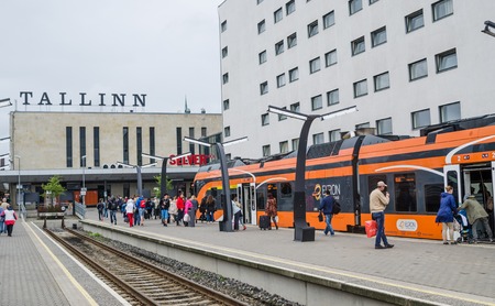 TALLINN, ESTONIA - 13 August 2016: Railway station in Tallinn, Estoniaのeditorial素材