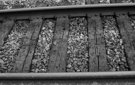 rail tracks in black & whiteの写真素材