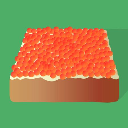 Sandwich with caviar and butter on isolated green background.のイラスト素材