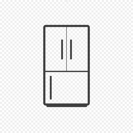 Refrigerator Vector Icon isolated on Transparent Background. Vector Illustration of Fridge in Line Style. Home Appliances Refrigerator, Fridge, Freezer.のイラスト素材