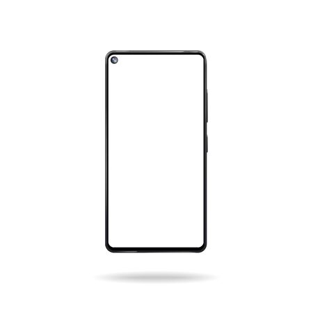 Smartphone Model with Round Cutout in Display. Concept of New Phone with Camera in Display Isolated on Display. Realistic Vector Mockup. Vector Template.のイラスト素材