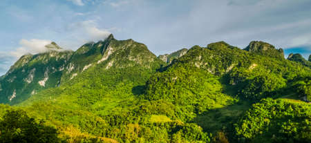 Beautiful sunny day is in mountain landscape. Chiang Dao, Chiang Mai, Thailand.の写真素材