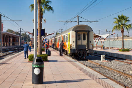 Marrakesh, Morocco - January 16 2018: Marrakesh Station (French: Gare de Marrakech, Arabic: ÙØ­Ø·Ø© Ø§ÙÙØ·Ø§Ø± ÙØ±Ø§ÙØ´) is currently the southern end-point of the Moroccan railway system.のeditorial素材