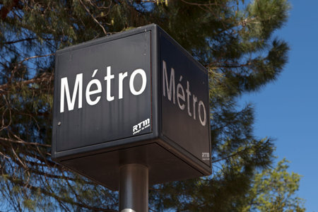 Marseille, France - March 23 2019: Marseille Metro sign (French: MÃ©tro de Marseille) outside of a...
