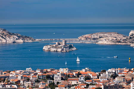 Beautiful view of small island in southeastern France.の写真素材