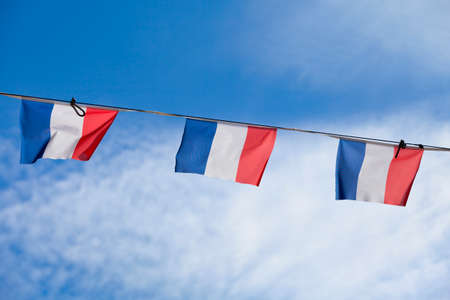 French flag bunting for Bastille day.の写真素材