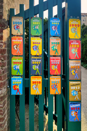 Le Crotoy, France - September 11 2020: Entrance of the hotel Les Tourelles displaying its rewards...