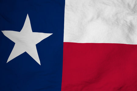 Full frame close-up on a waving flag of Texas (USA) in 3D rendering.の写真素材