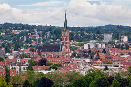 The Herz-Jesu-Kirche (English: Church of the Sacred Heart of Jesus) is the largest church in Graz, Austria. It was designed down to the last detail by architect Georg Hauberrisser and constructed from 1881 to 1887.の写真素材