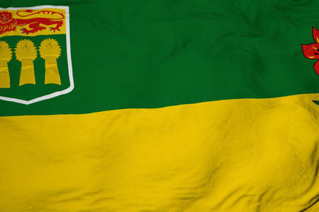 Full frame close-up on a waving flag of Saskatchewan (Canada) in 3D rendering.の写真素材