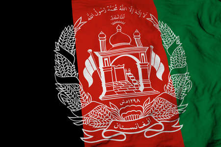 Full frame close-up on a waving Afghani flag.の写真素材