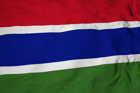 Full frame close-up on a waving Gambian flag in 3D rendering.の写真素材