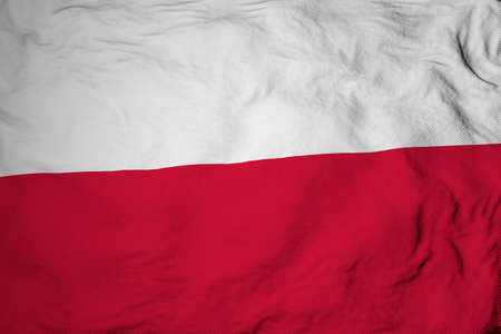 Full frame close-up on a waving Polish flag in 3D rendering.の写真素材