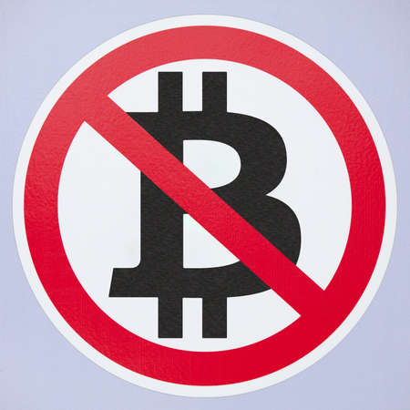 Close up on a No Bitcoin Sign.の写真素材