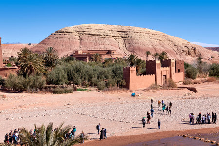 AiÌˆt Benhaddou, Morocco - January 29 2019: Ighrem (fortified village in English), along the...