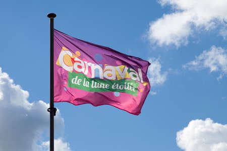 Landerneau, France - April 03 2022: Flag of the Carnaval de la Lune EtoilÃ©e.のeditorial素材