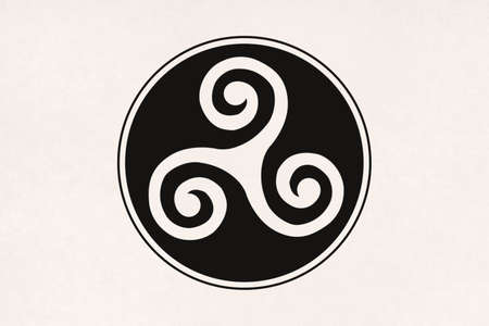 Celtic triskele printed in the middle of an old paper.の写真素材