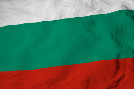 Full frame close-up on a waving Flag of Bulgaria in 3D rendering.の写真素材