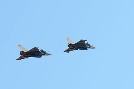 Morlaix, France - March 30 2022: The Dassault Rafale is a twin-engine, canard delta wing, multirole...