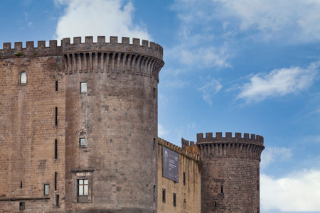 Naples, Italy - March 19 2018: The Castel Nuovo is a medieval castle located in front of Piazza Municipio and the city hall in central Naples.のeditorial素材