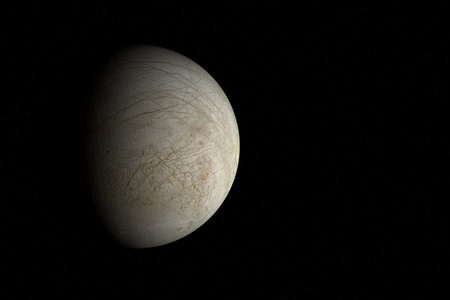 Digitally generated photograph of the Europa, the moon of Jupiter.