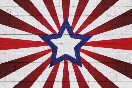 Picture of a Fourth of July themed design painted on a wall.の写真素材