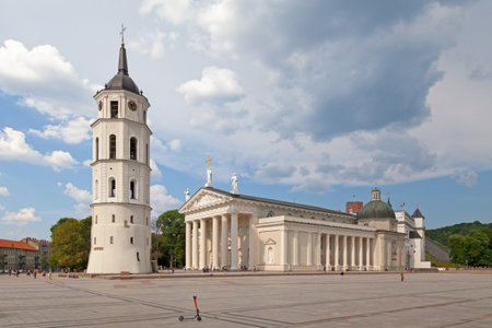 Vilnius, Lithuania - June 11 2019: The Cathedral Basilica of St Stanislaus and St Ladislaus of Vilnius is the main Roman Catholic Cathedral of Lithuania. It is situated in Vilnius Old Town, just off of Cathedral Square. Dedicated to Saints Stanislaus and のeditorial素材